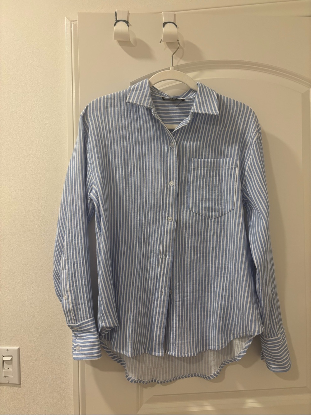Steve Madden Blue and White Striped Button-Down Shirt